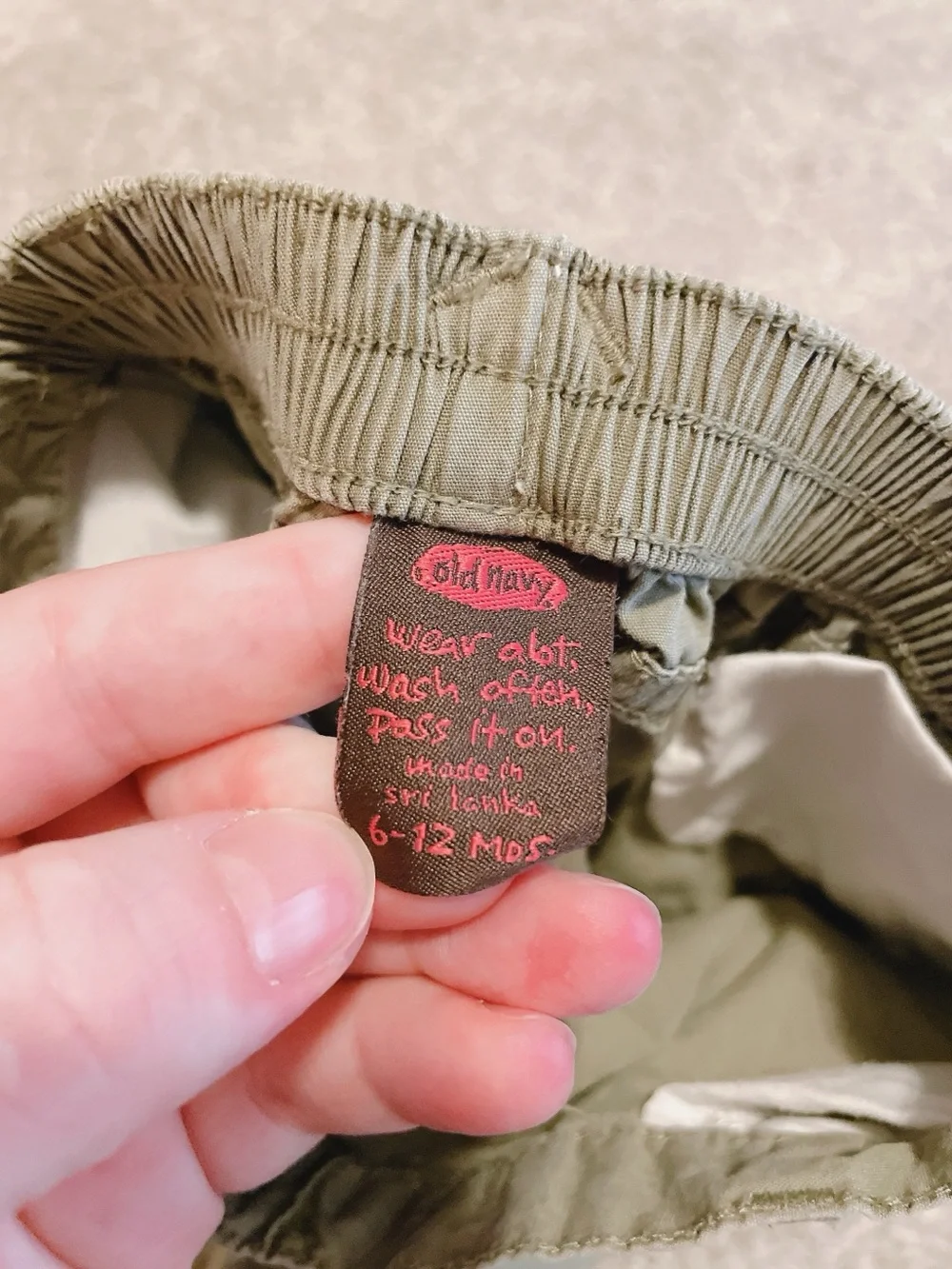Old Navy Green Cargo Baby Boy Pants Size 6-12 months.